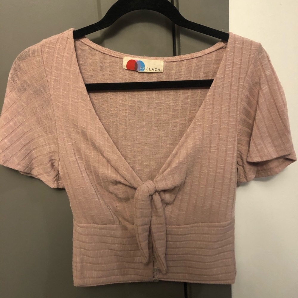 Free people tie front pink top